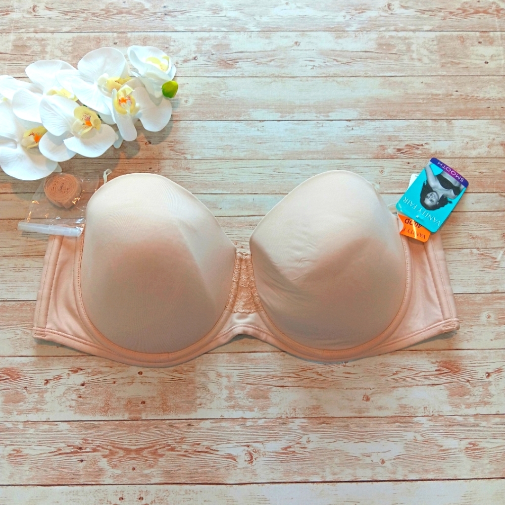Vanity fair rose beige lightly lined underwire strapless convertible bra 40DD